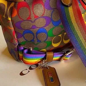 Coach ?Pennie Small Rainbow Signature Backpack/FREE shirt & tights w purchase Coach | Bags | Coach Pennie Small Rainbow Signature  main image 2